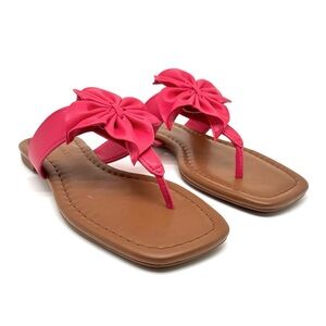 AEROSOLES Calla Slip on Thong Sandals Square Toe Berry Pink Size 7